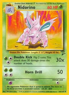 Pokemon Base Set 2 Nidorino - 54