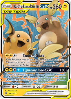Pokemon Unified Minds Raichu & Alolan Raichu-GX - 54