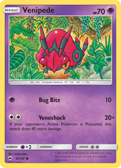 Pokemon Burning Shadows Venipede - 56