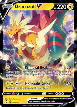 Pokemon Evolving Skies Dracozolt V - 58