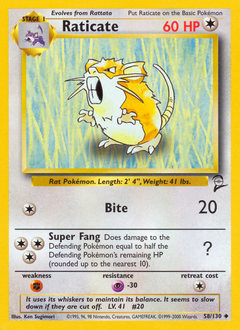 Pokemon Base Set 2 Raticate - 58