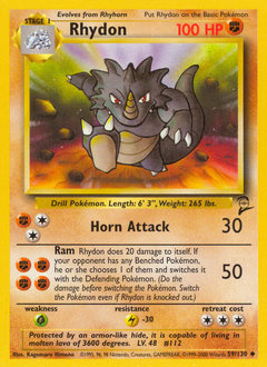 Pokemon Base Set 2 Rhydon - 59