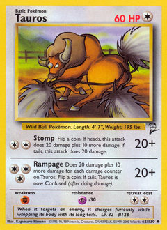 Pokemon Base Set 2 Tauros - 62