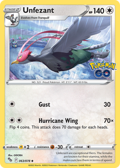 Pokemon Pokémon GO Unfezant - 63