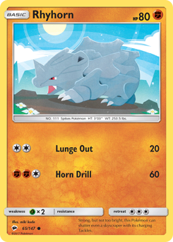 Pokemon Burning Shadows Rhyhorn - 65