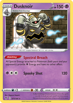 Pokemon Vivid Voltage Dusknoir - 71