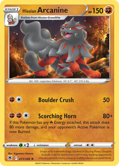 Pokemon Astral Radiance Hisuian Arcanine - 71