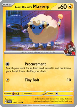 Pokemon Destined Rivals Team Rocket's Mareep - 72