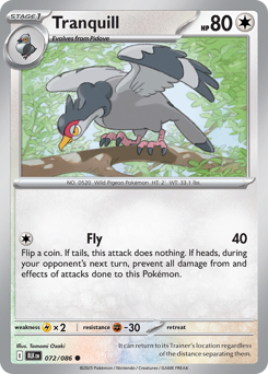 Pokemon Black Bolt Tranquill - 72
