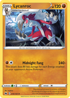 Pokemon Crown Zenith Lycanroc - 74