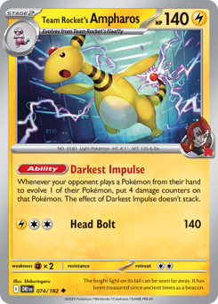 Pokemon Destined Rivals Team Rocket's Ampharos - 74