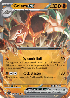 Pokemon 151 Golem ex - 76