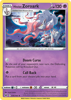 Pokemon Lost Origin Hisuian Zoroark - 76