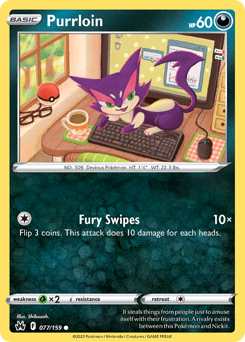Pokemon Crown Zenith Purrloin - 77