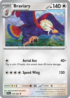 Pokemon Black Bolt Braviary - 78