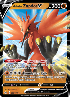 Pokemon Chilling Reign Galarian Zapdos V - 80