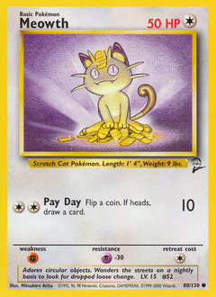 Pokemon Base Set 2 Meowth - 80