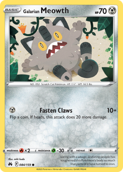 Pokemon Crown Zenith Galarian Meowth - 84