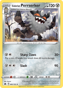 Pokemon Crown Zenith Galarian Perrserker - 85