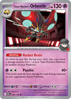 Pokemon Destined Rivals Team Rocket's Orbeetle - 89
