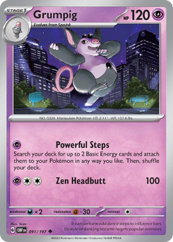 Pokemon Obsidian Flames Grumpig - 91