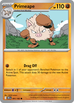 Pokemon Destined Rivals Primeape - 91