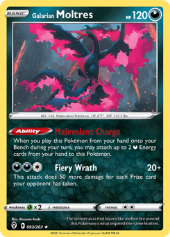 Pokemon Evolving Skies Galarian Moltres - 93