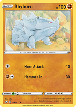 Pokemon Sword & Shield Rhyhorn - 96