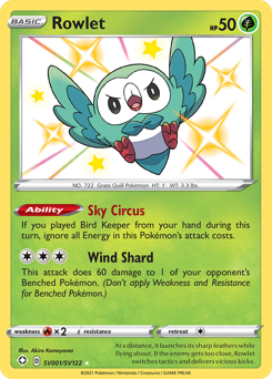 Pokemon Shining Fates Shiny Vault Rowlet - SV001