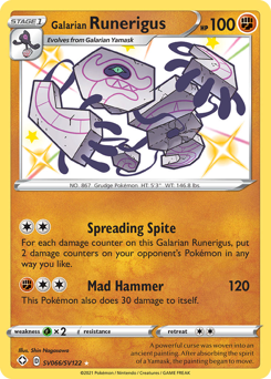 Pokemon Shining Fates Shiny Vault Galarian Runerigus - SV066