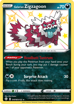Pokemon Shining Fates Shiny Vault Galarian Zigzagoon - SV078