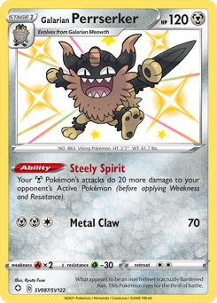 Pokemon Shining Fates Shiny Vault Galarian Perrserker - SV087