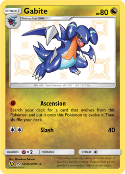 Pokemon Hidden Fates Shiny Vault Gabite - SV39