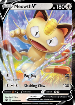 Pokemon SWSH Black Star Promos Meowth V - SWSH004