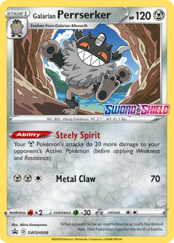 Pokemon SWSH Black Star Promos Galarian Perrserker - SWSH008