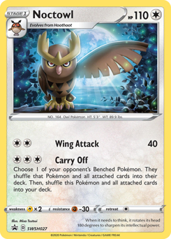 Pokemon SWSH Black Star Promos Noctowl - SWSH027