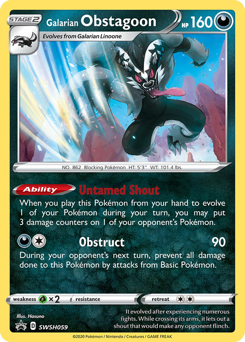 Pokemon SWSH Black Star Promos Galarian Obstagoon - SWSH059