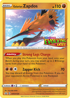 Pokemon SWSH Black Star Promos Galarian Zapdos - SWSH124
