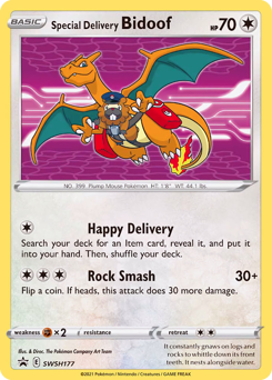 Pokemon SWSH Black Star Promos Special Delivery Bidoof - SWSH177