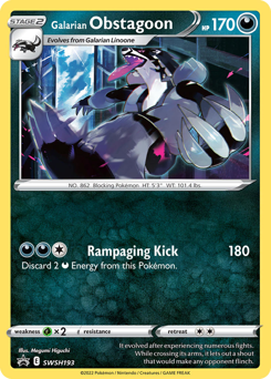 Pokemon SWSH Black Star Promos Galarian Obstagoon - SWSH193