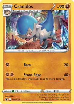 Pokemon SWSH Black Star Promos Cranidos - SWSH274