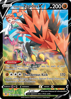 Pokemon Astral Radiance Trainer Gallery Galarian Zapdos V - TG19