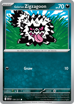 Pokemon Ascended Heroes Galarian Zigzagoon - 130