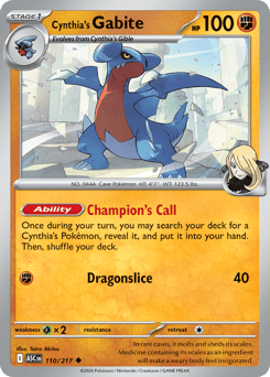Pokemon Ascended Heroes Cynthia's Gabite - 110