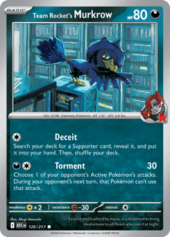 Pokemon Ascended Heroes Team Rocket's Murkrow - 126