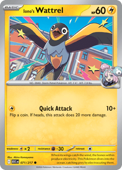 Pokemon Ascended Heroes Iono's Wattrel - 71